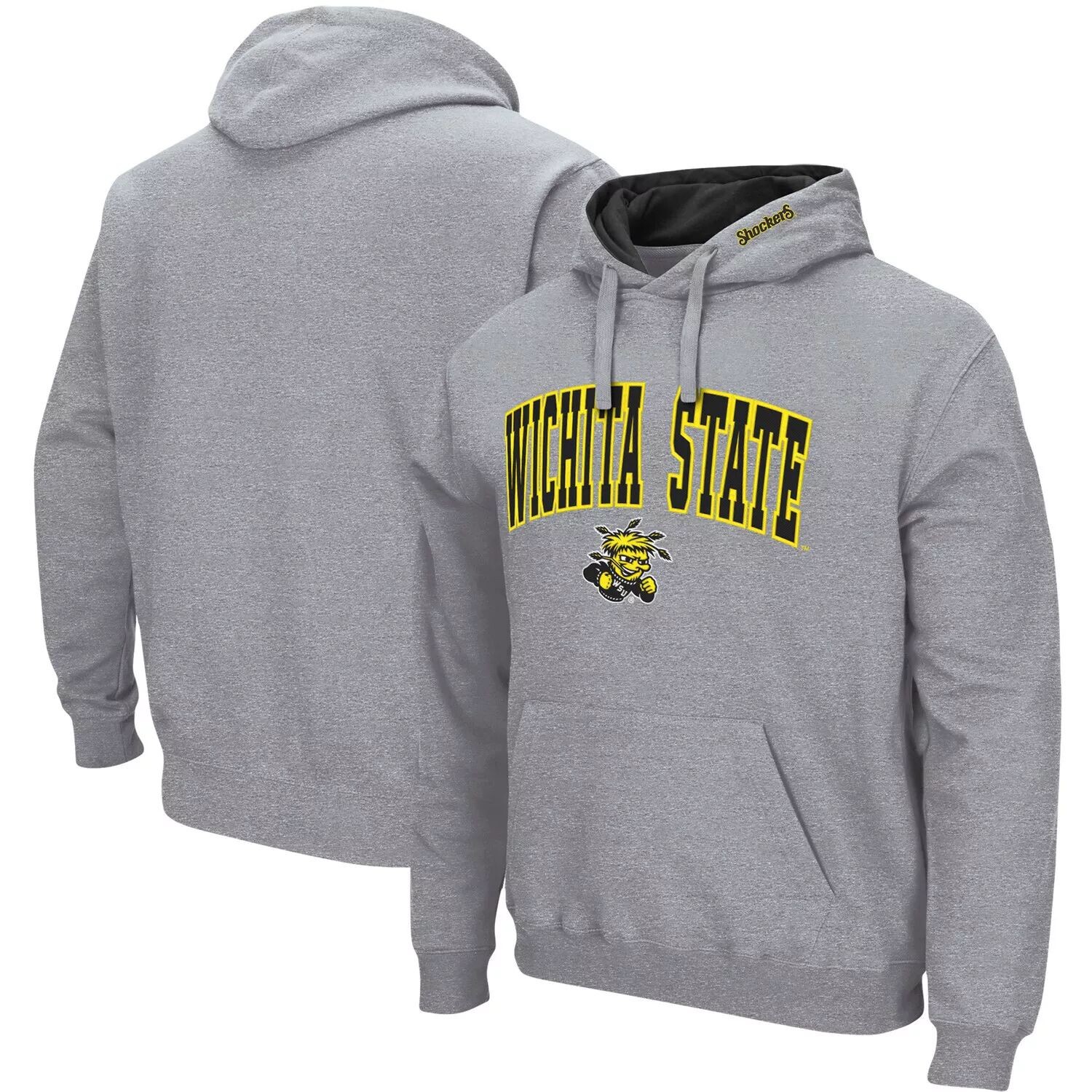 

Мужской серый пуловер с капюшоном Wichita State Shockers Arch и Logo Colosseum