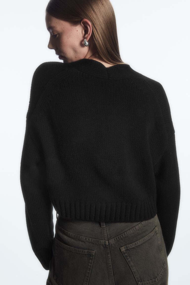 

Укороченный кардиган из кашемира H&M, черный