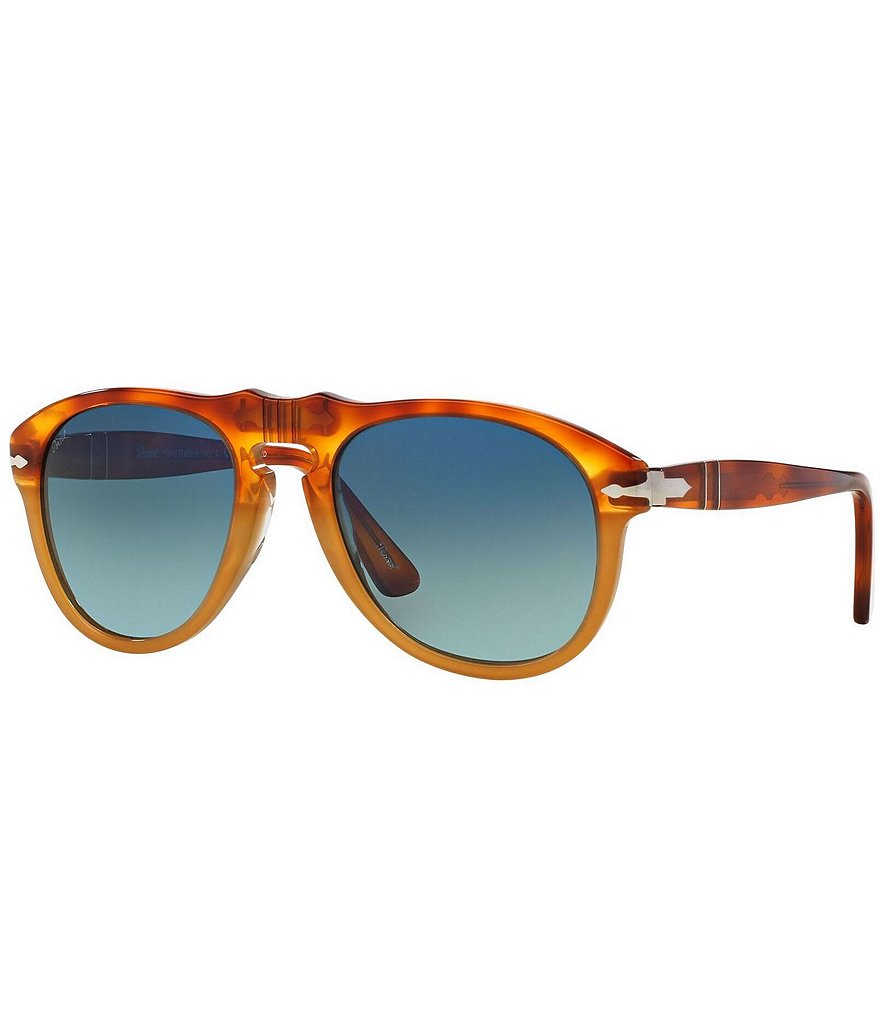Persol Unisex PO0649 Черепаховые поляризованные солнцезащитные очки-авиаторы 56 мм, коричневый