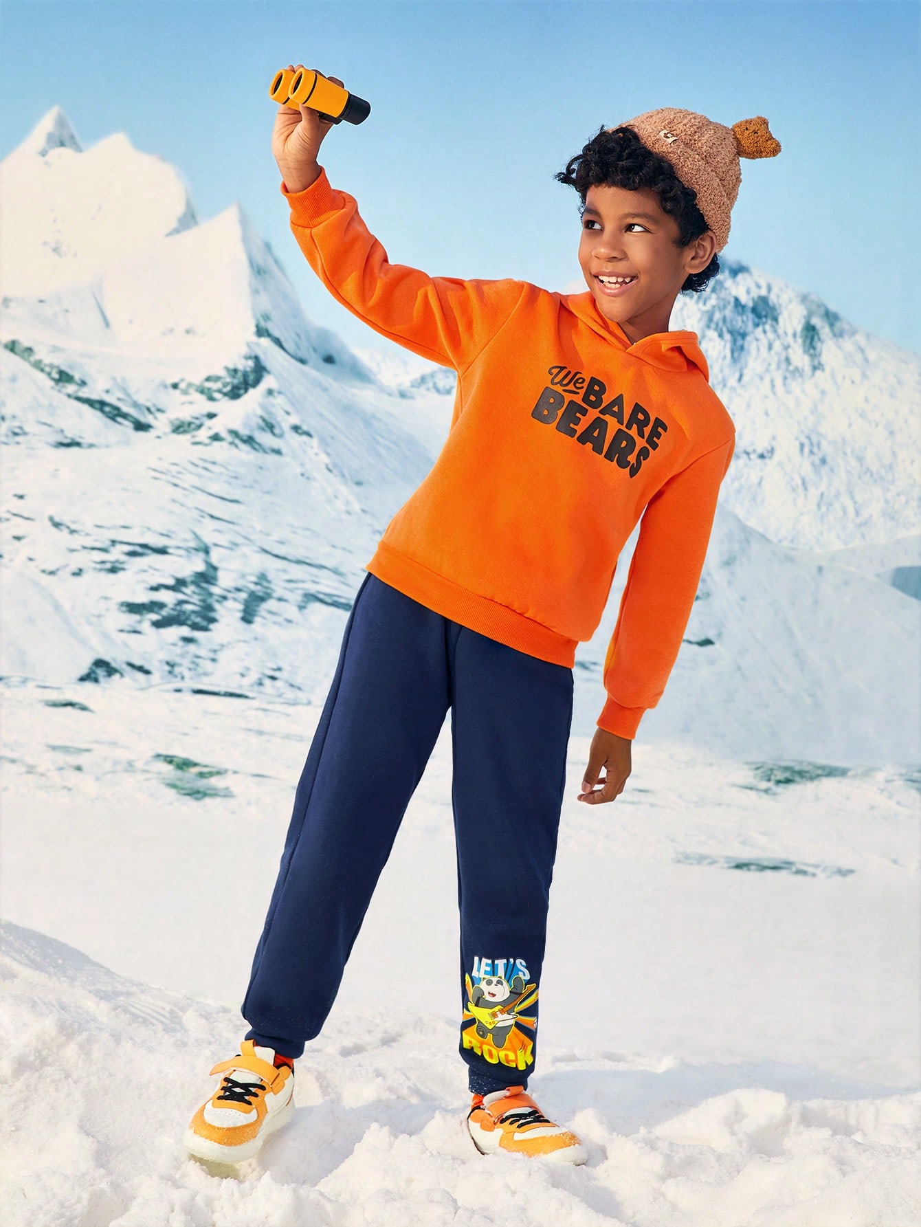 цена Худи и спортивные штаны для подростков с графическим слоганом SHEIN, апельсин