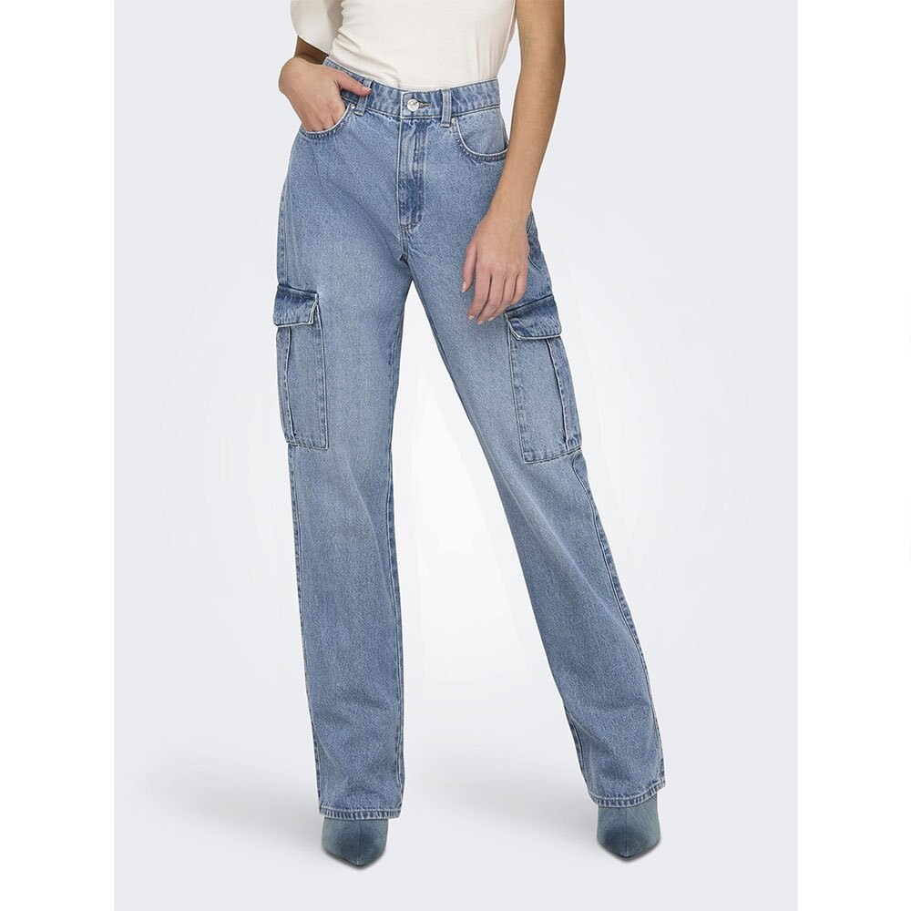 

Джинсы Only Riley Straight Cargo Pim875 High Waist, синий