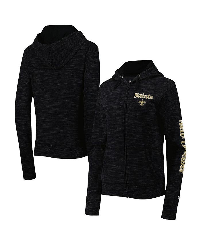 

Женская черная толстовка с молнией во всю длину New Orleans Saints Reverse Space-Dye New Era, черный