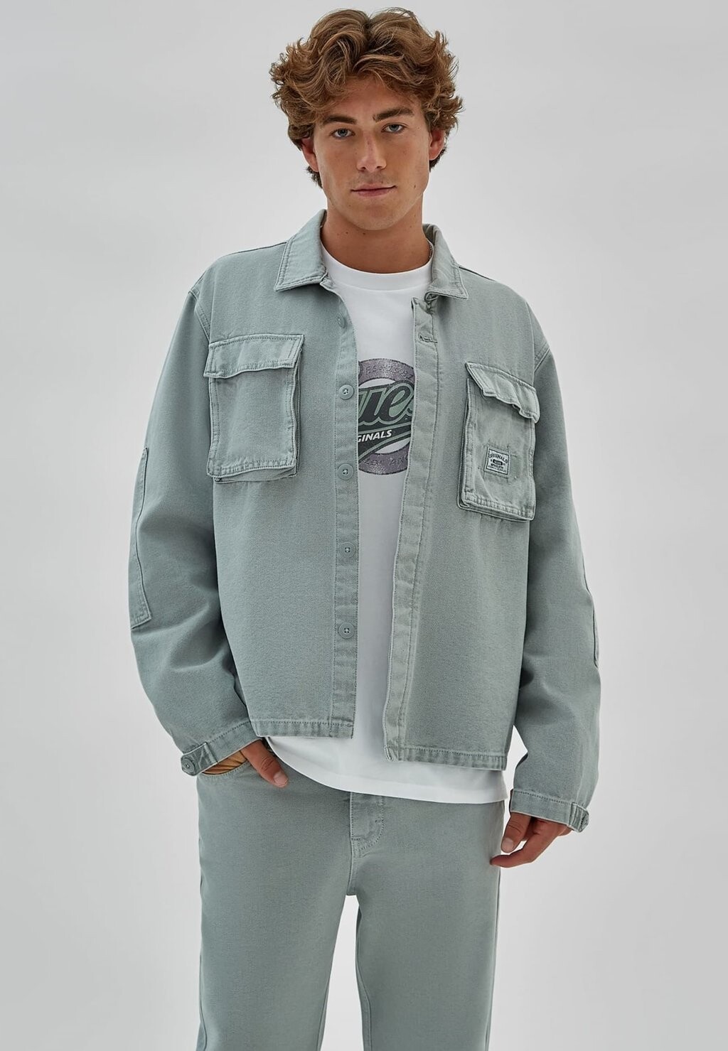 

Рубашка RELAXED Guess, светло-синий