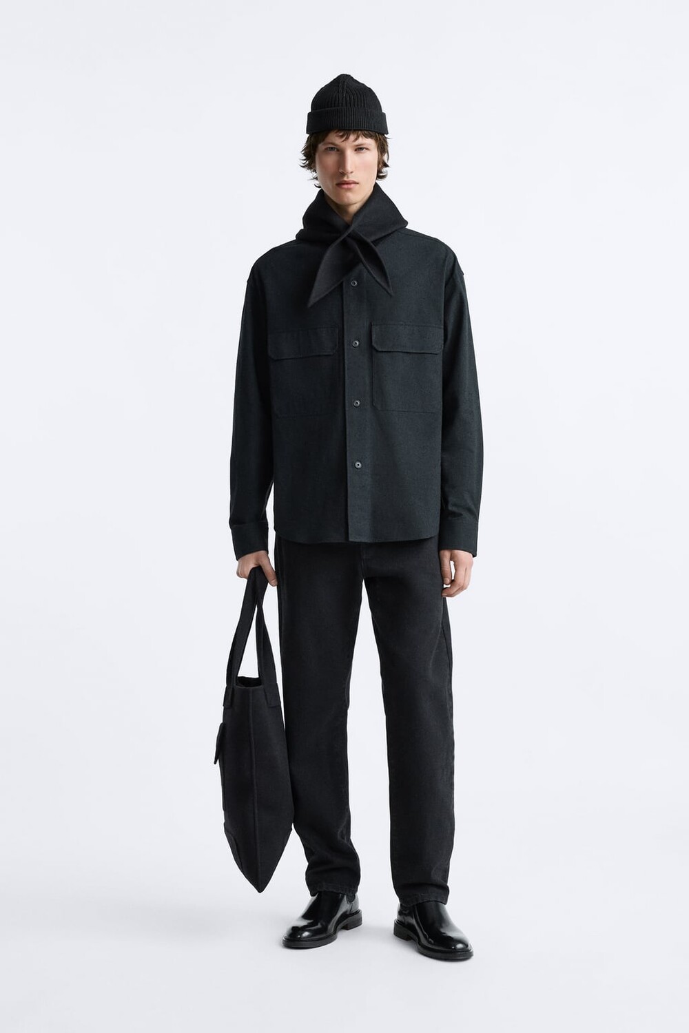 

Кожаные ботинки челси ZARA, черный