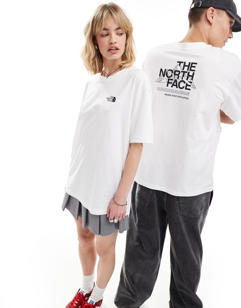 

Белая футболка оверсайз с принтом на спине The North Face Mountain Sketch