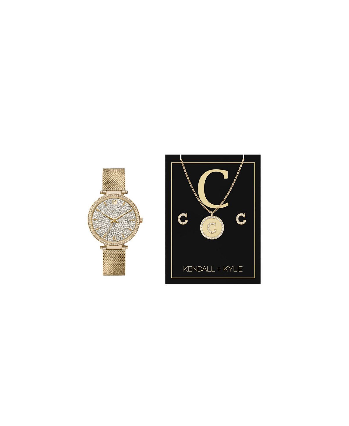Женские аналоговые золотистые часы-браслет из металлического сплава, 38 мм, подарочный набор Kendall + Kylie, золотой