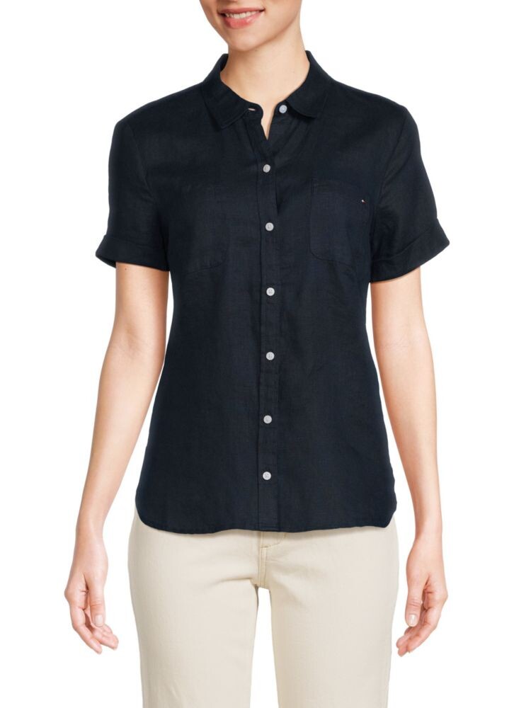 

Льняная походная рубашка Tommy Hilfiger, цвет Sky Captain