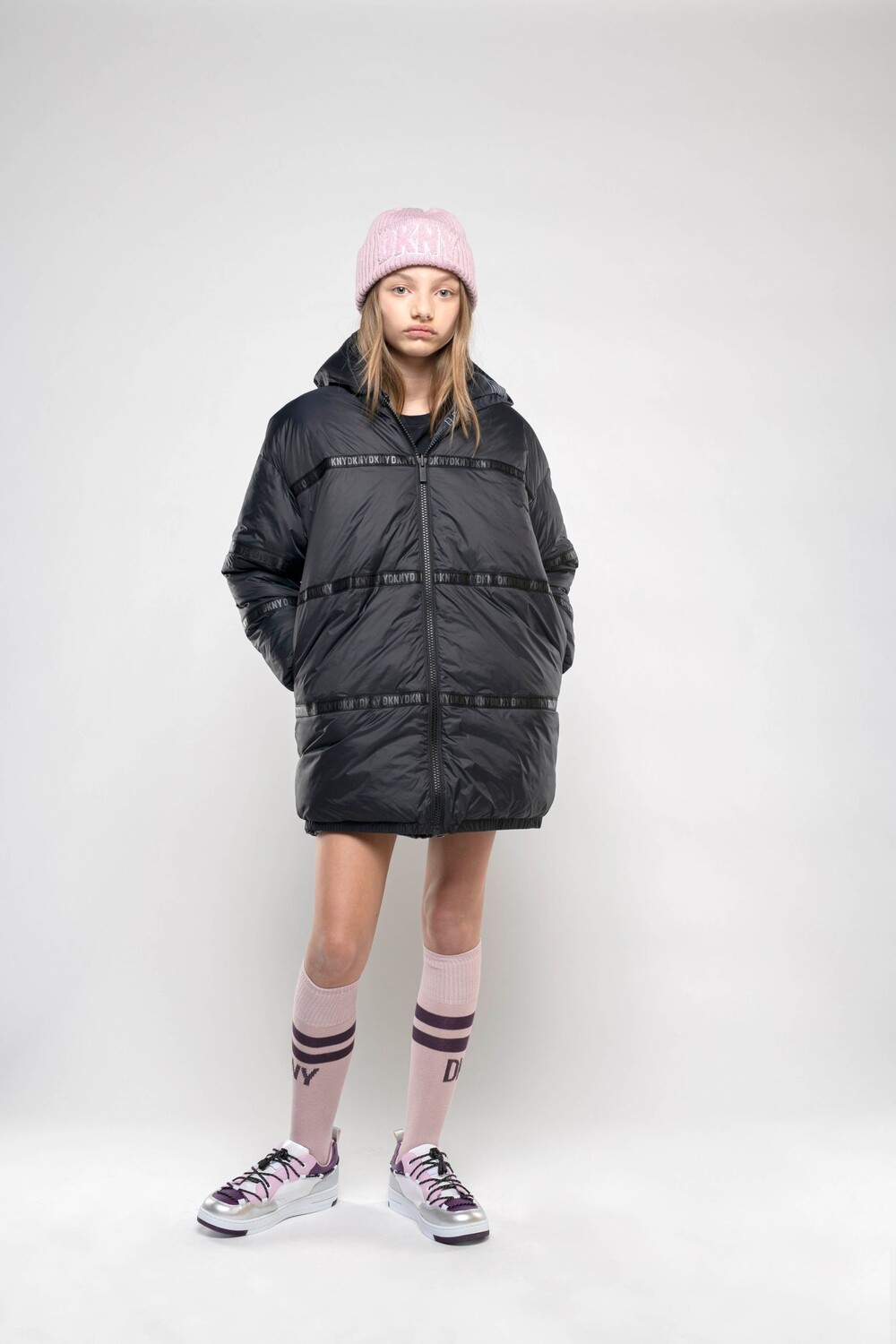 

Двусторонний пуховик с логотипом Dkny, черный