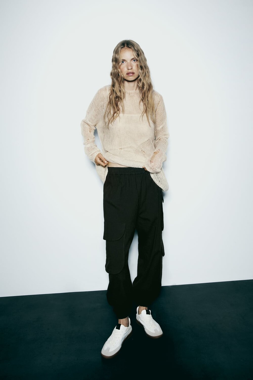 

Брюки для бега с карманами ZARA, черный