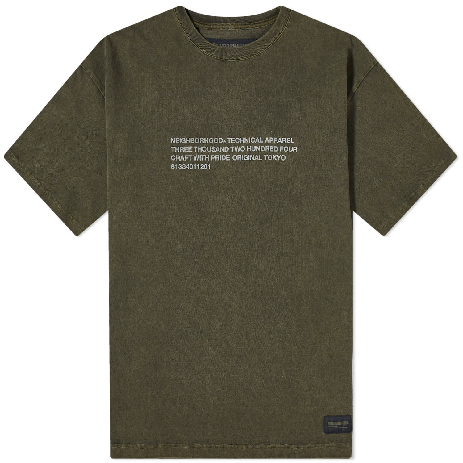 Футболка Neighborhood Pigment Dyed, цвет Olive Drab худи neighborhood design pigment dyed черный