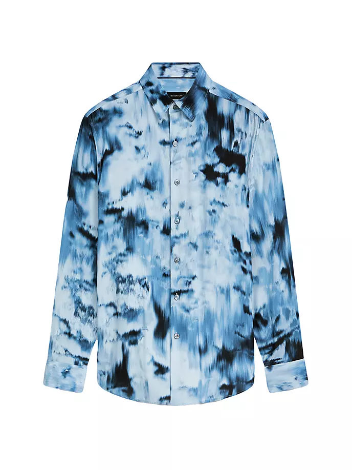 Рубашка на пуговицах с абстрактным рисунком Julian Bugatchi, синий цена и фото
