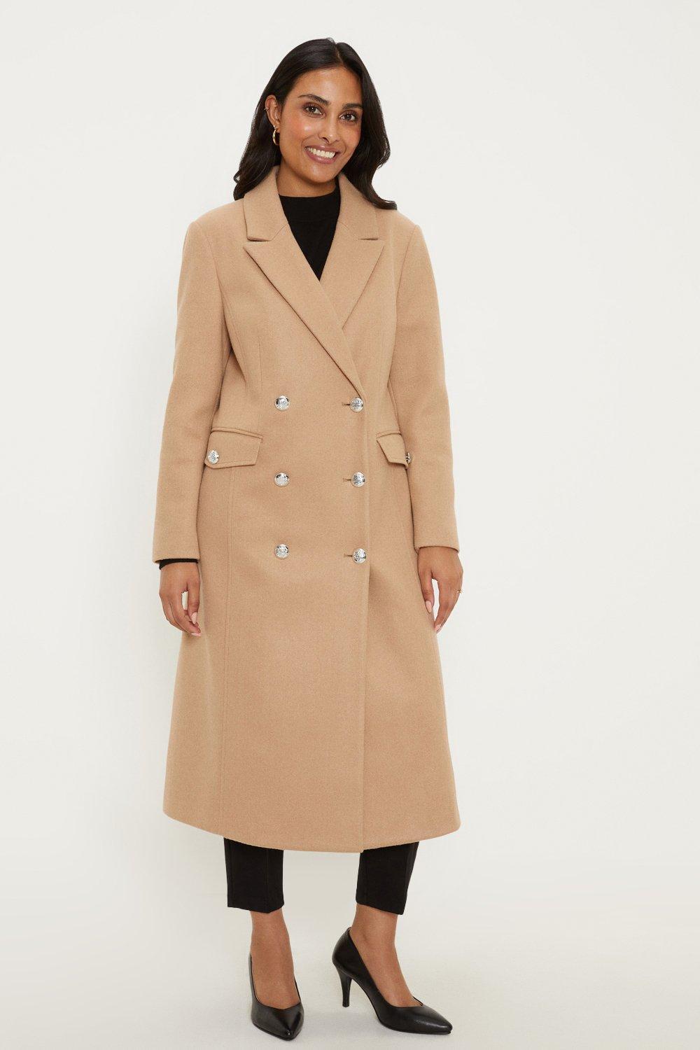 Миниатюрное двубортное пальто в стиле милитари Wallis, бежевый пальто loft пальто в стиле куртки