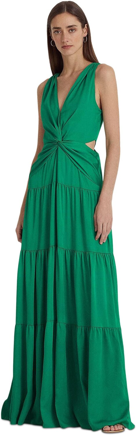 

Атласное многоярусное платье LAUREN Ralph Lauren, цвет Palm Leaf