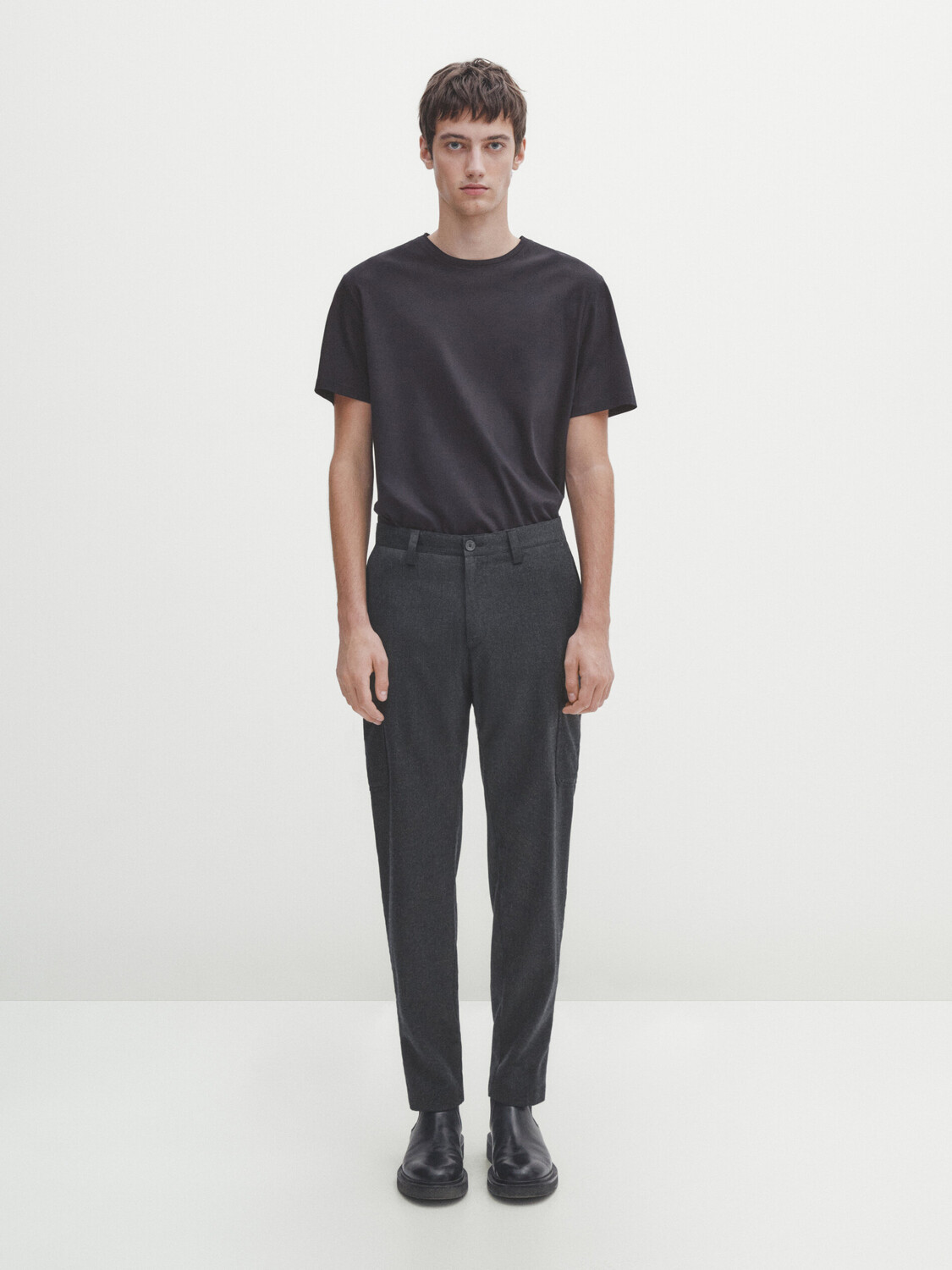 

Футболка из мерцеризового хлопка с коротким рукавом Massimo Dutti, темно-синий