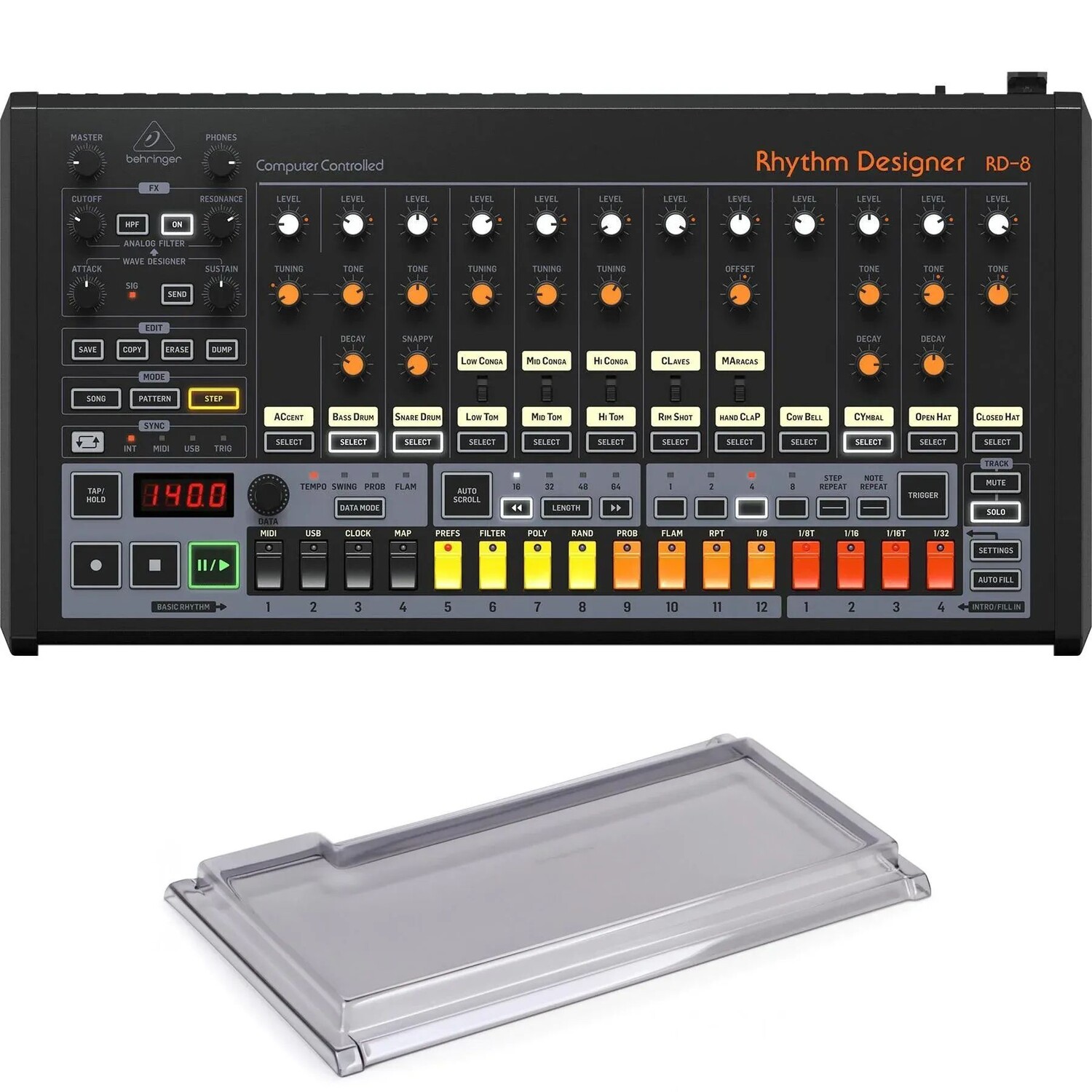 

Аналоговая драм-машина Behringer Rhythm Designer RD-8 Mk2 с крышкой Decksaver