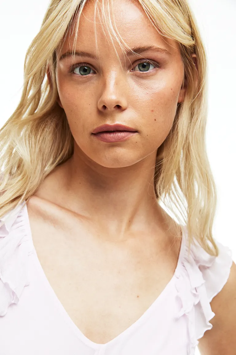 

Сетчатое платье с оборками H&M, розовый