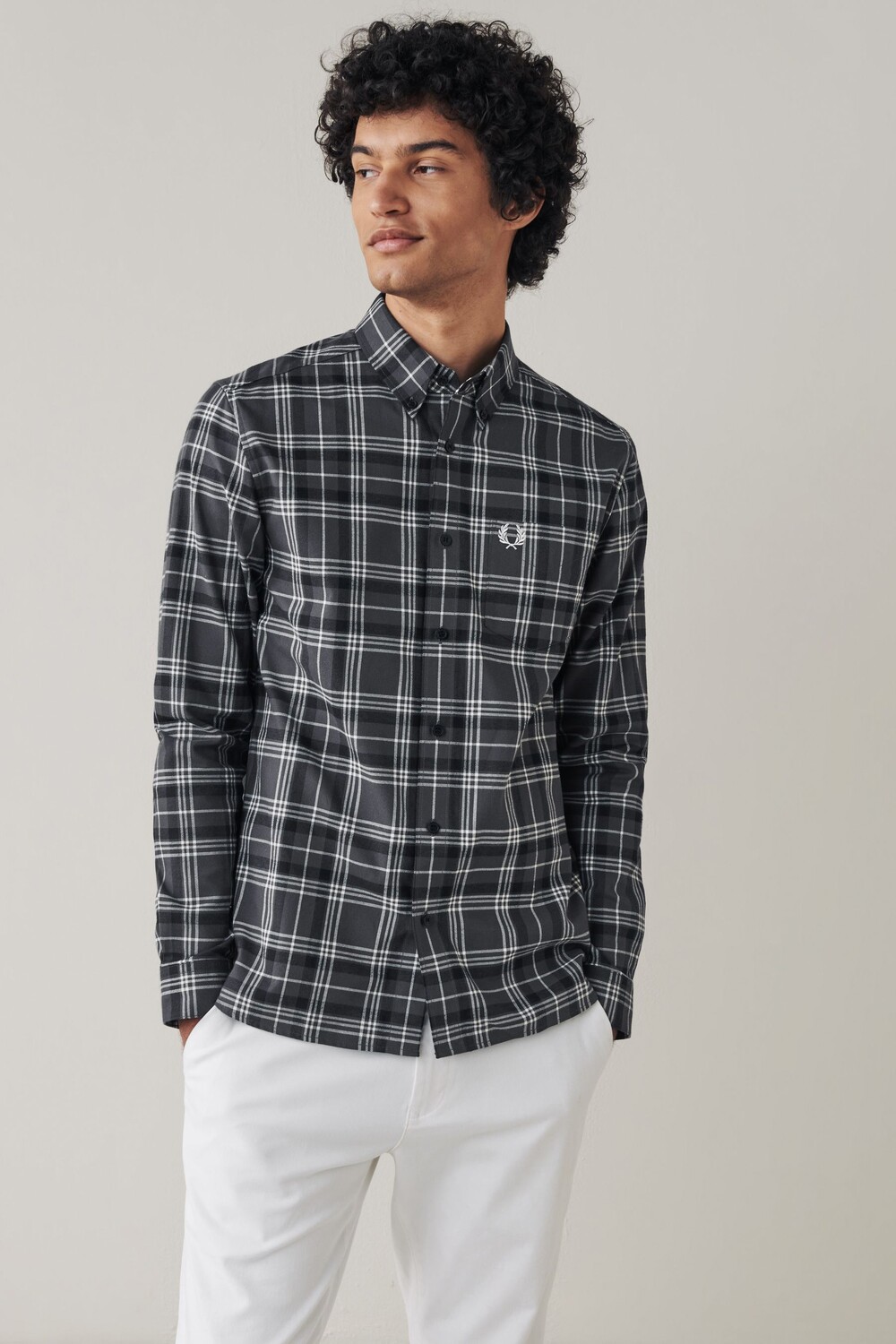 

Рубашка в клетку Fred Perry с начесом из твила Fred Perry, черный