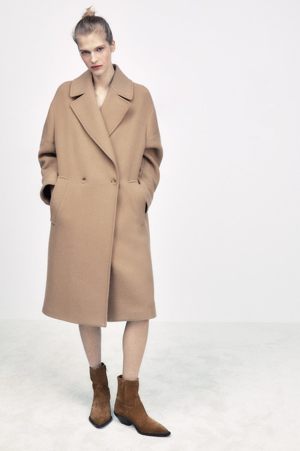 

Кожаные ковбойские ботинки ZARA, хаки