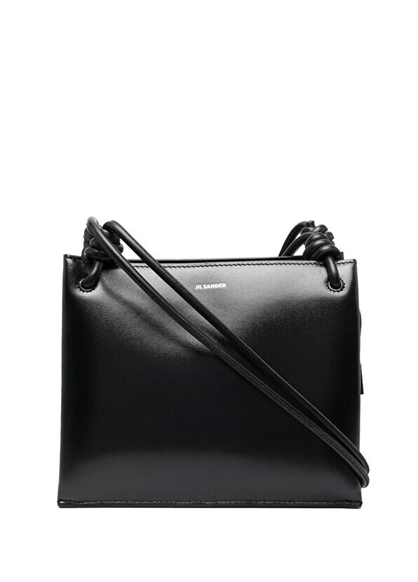 

Женская кожаная сумка с черным логотипом Jil Sander
