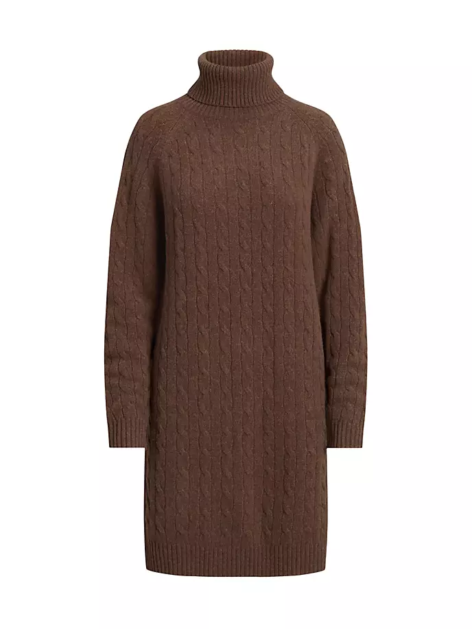 

Платье-свитер косой вязки из шерсти и кашемира Polo Ralph Lauren, цвет brown melange