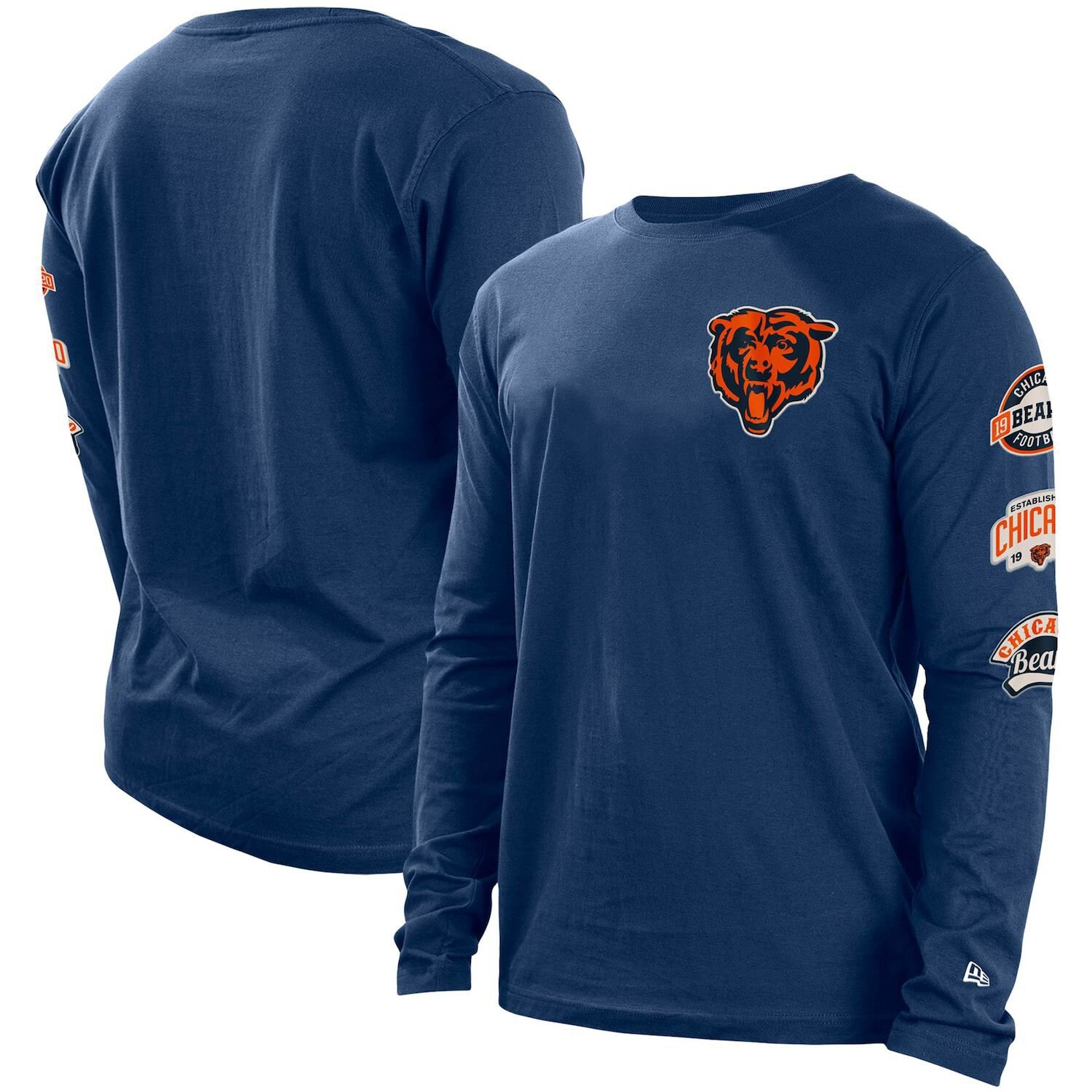

Мужская темно-синяя футболка с длинными рукавами New Era Chicago Bears Hype 2-Hit, Синий