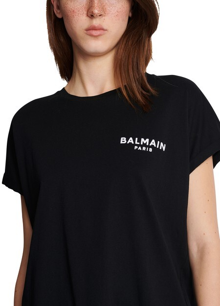 

Хлопковая футболка из эко-дизайна с небольшим флокированным логотипом Balmain Balmain