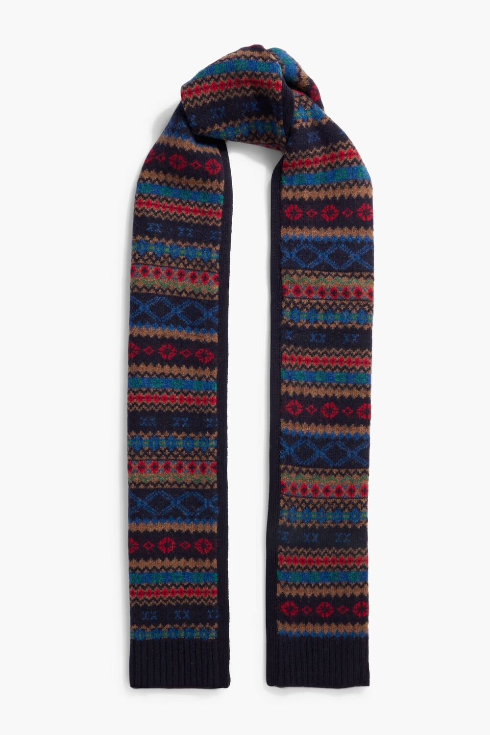 

Шарф Fair Isle из шерсти мериноса Alex Mill, темно-синий