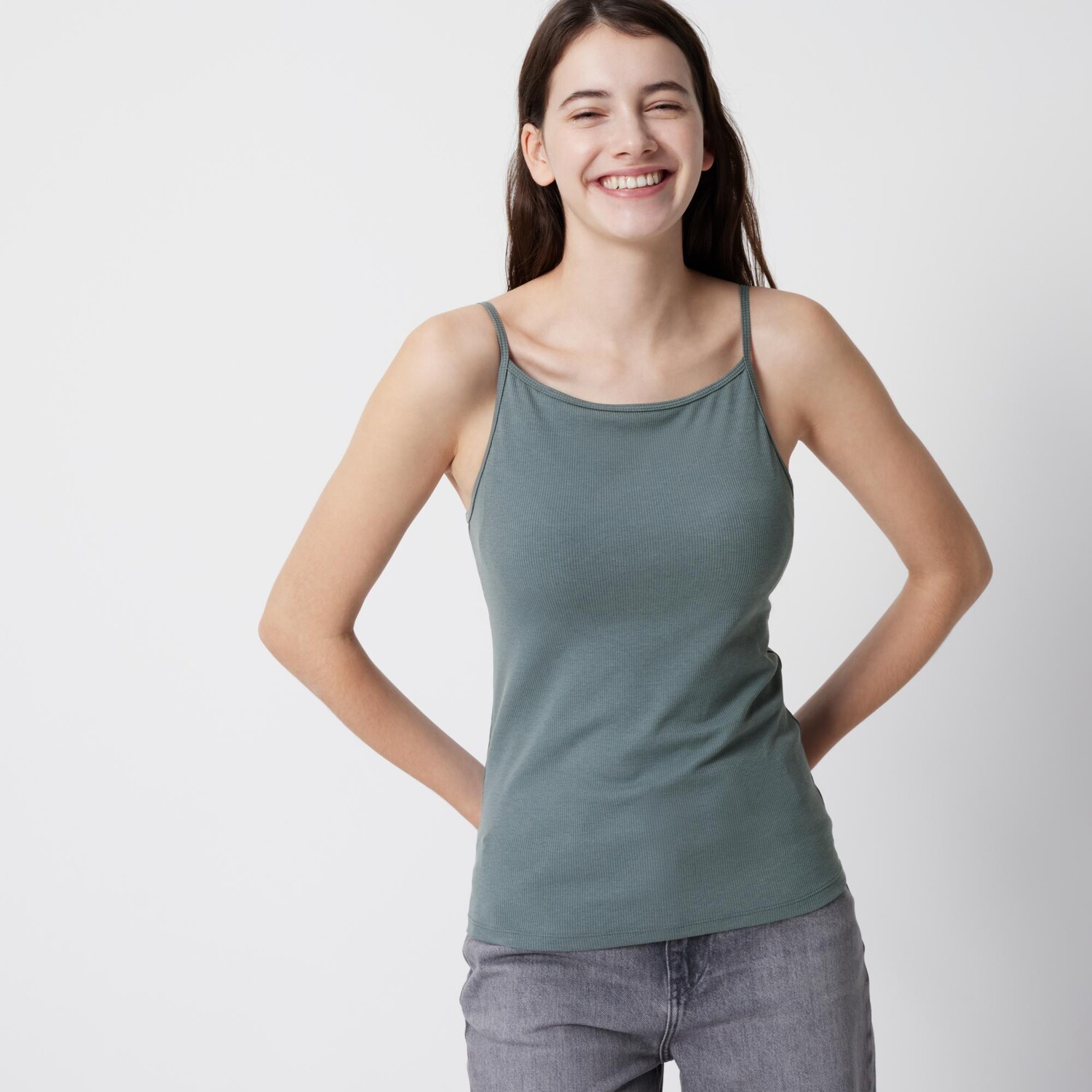 

Хлопковый бюстгальтер с вырезом «лодочка» AIRism, бретельки UNIQLO, серый