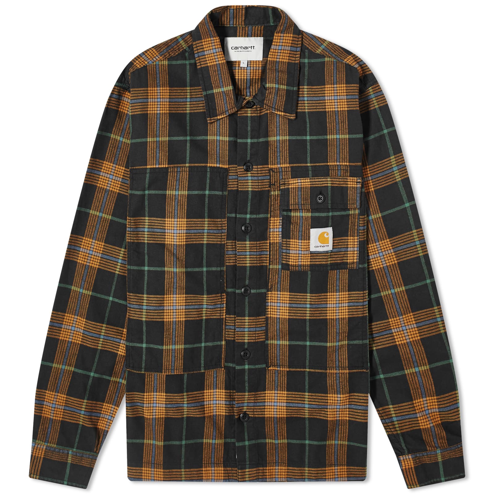 Рубашка Carhartt Wip Hadley Check Overshirt, цвет Black Check цена и фото