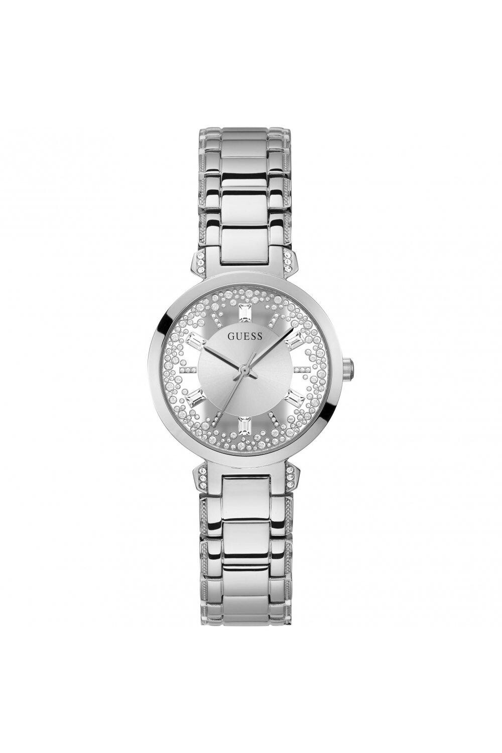 

Модные аналоговые часы из кристально чистой нержавеющей стали - Gw0470L1 Guess, серебро