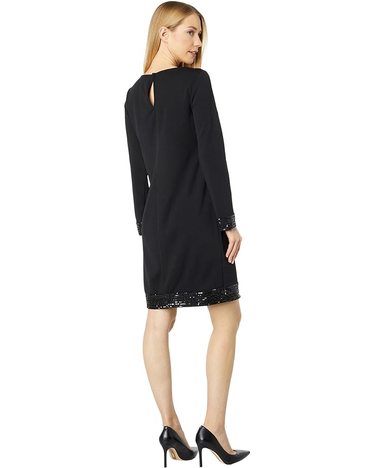 Платье MARINA Sequin Trim Dress, черный платье marina sequin halter dress