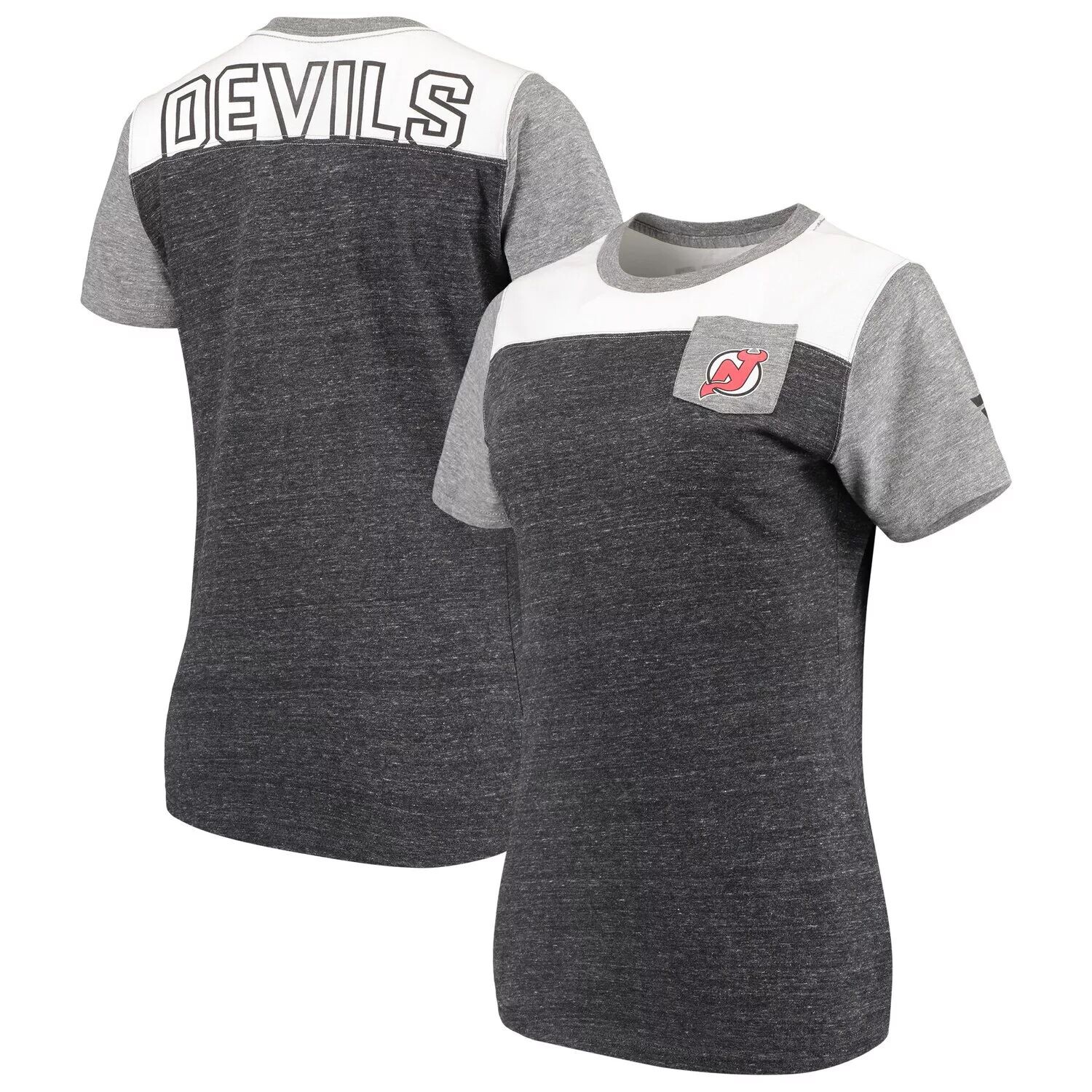 

Женская фирменная черная/серая футболка с надписью Fanatics New Jersey Devils Iconic Fanatics, Черный