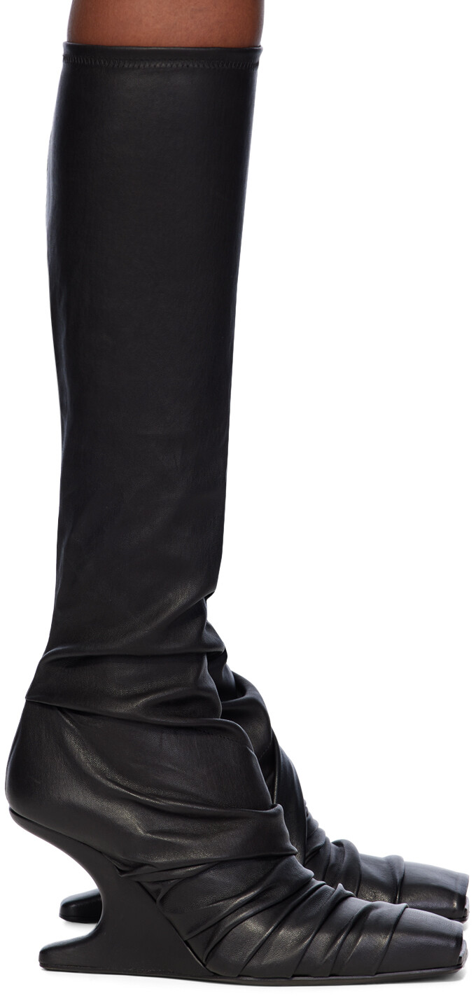 

Черные высокие ботинки с консолью Rick Owens