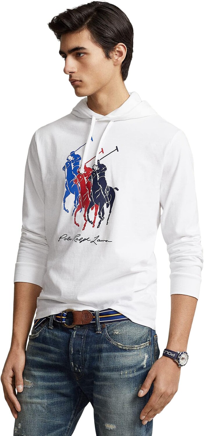 

Футболка с капюшоном из джерси Big Pony Polo Ralph Lauren, белый