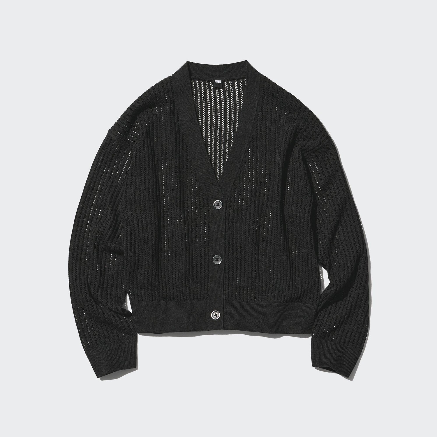 

Кардиган Uniqlo женский в сеточку с v-образным вырезом, черный