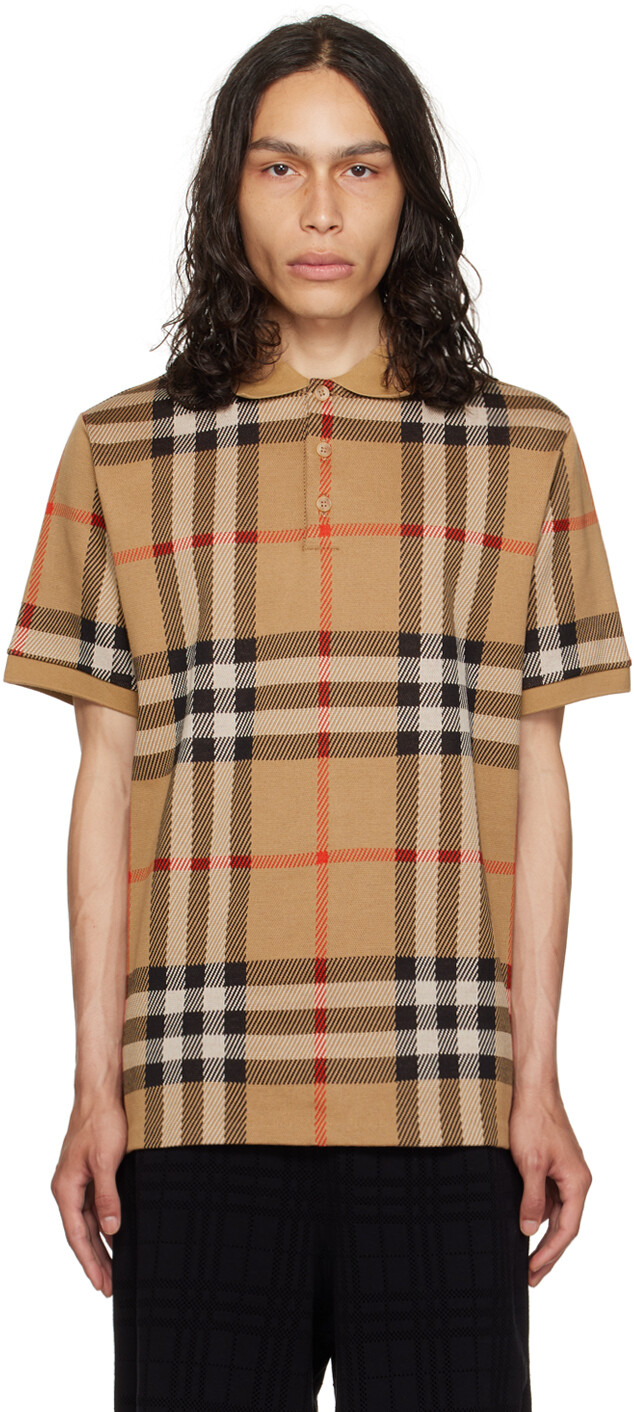 

Бежевая рубашка-поло в клетку Archive Burberry