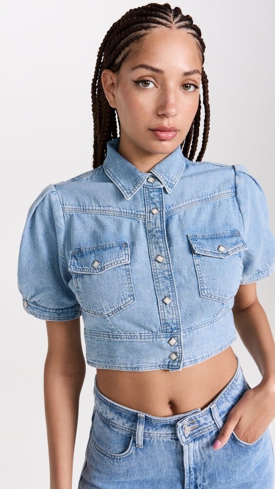 

Топ RE/DONE Midriff Denim, синий