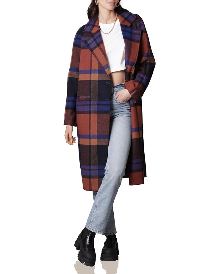

Пальто Avec Les Filles Double-Face Plaid Raglan, темно-синий