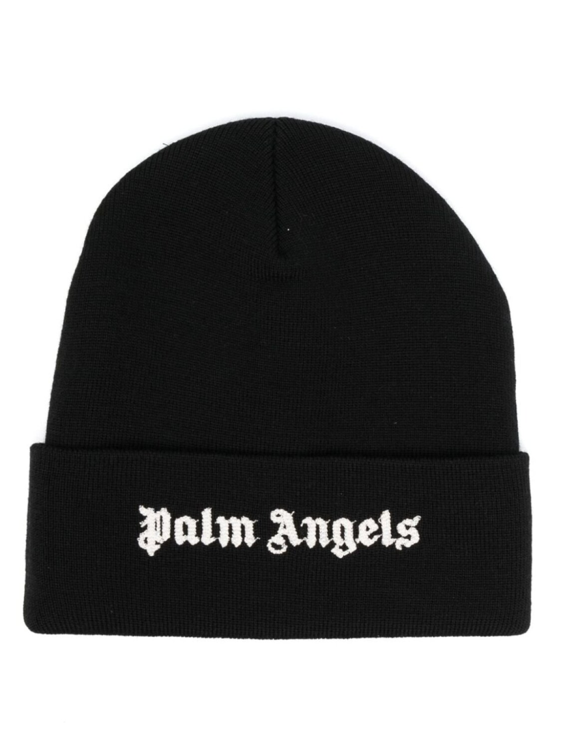

Шерстяная шапка бини с вышитым логотипом Palm Angels, черный