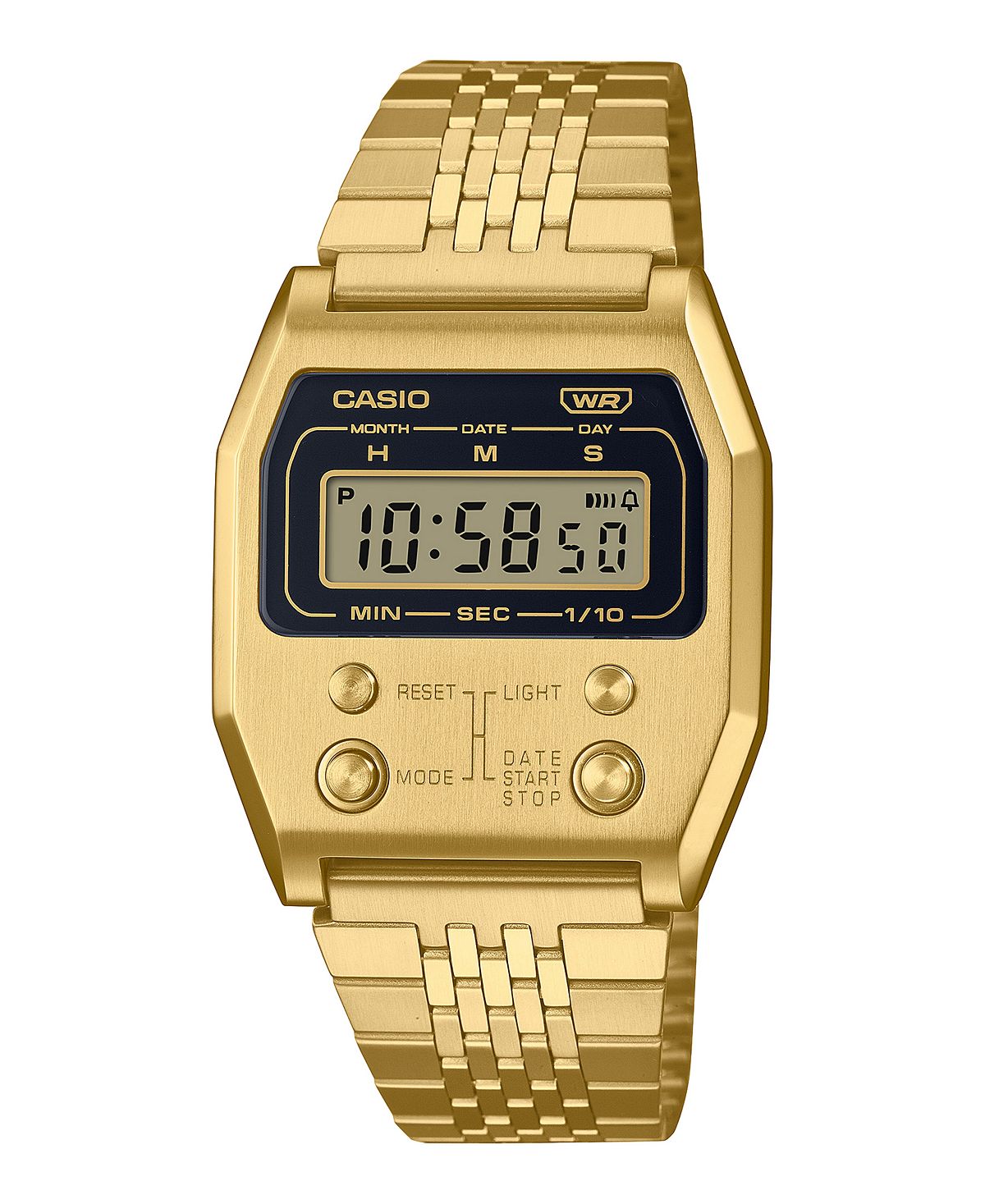 Цифровые часы унисекс из нержавеющей стали золотистого цвета, 35 мм, A1100G-5VT G-Shock, золотой цена и фото