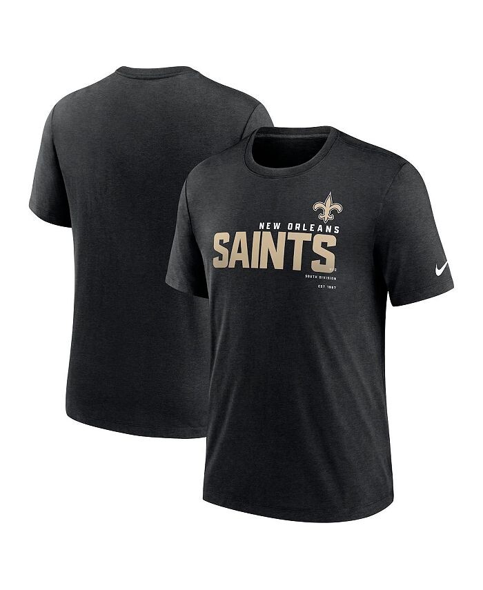 

Мужская черная футболка Heather New Orleans Saints Team Tri-Blend Nike, черный