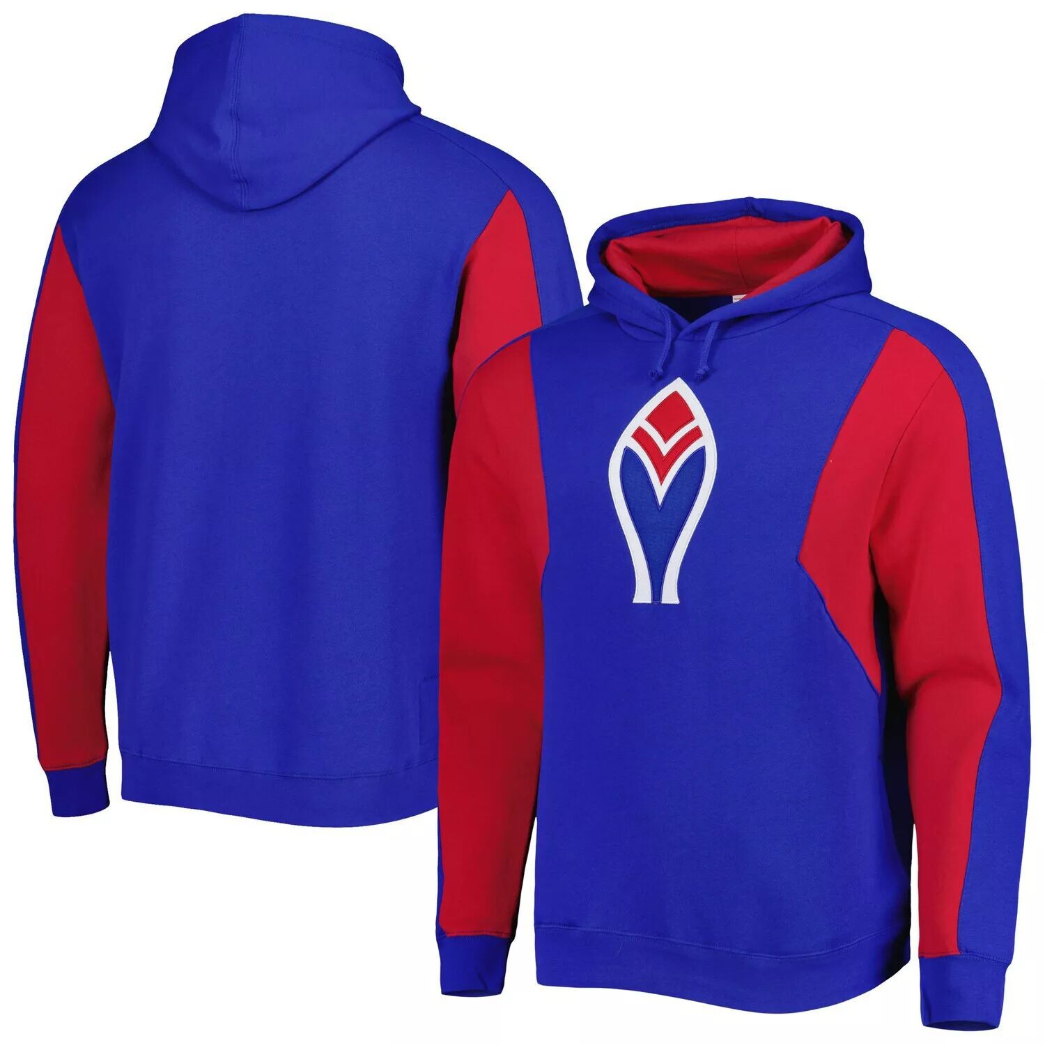 

Мужской флисовый пуловер с капюшоном Mitchell & Ness Royal/Red Atlanta Braves с цветными блоками