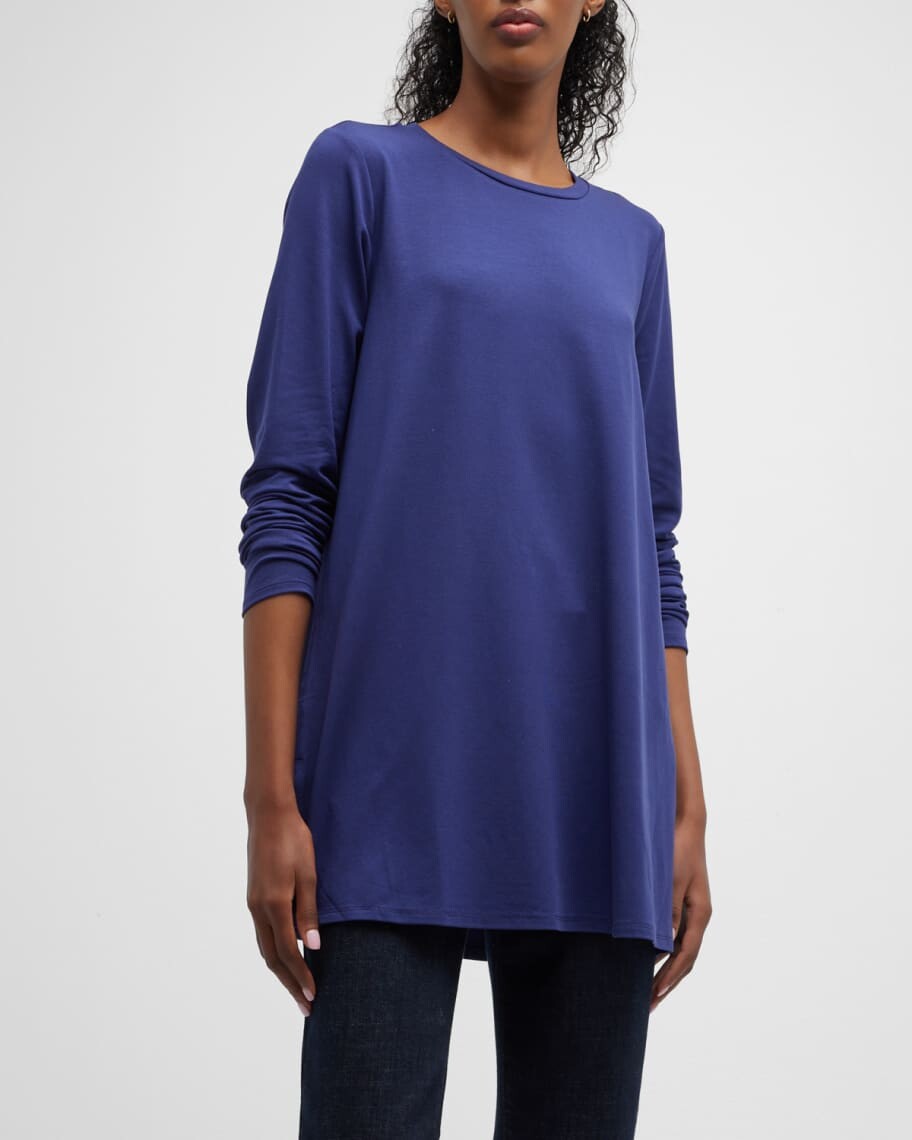 

Туника из эластичного джерси с круглым вырезом и длинными рукавами Eileen Fisher