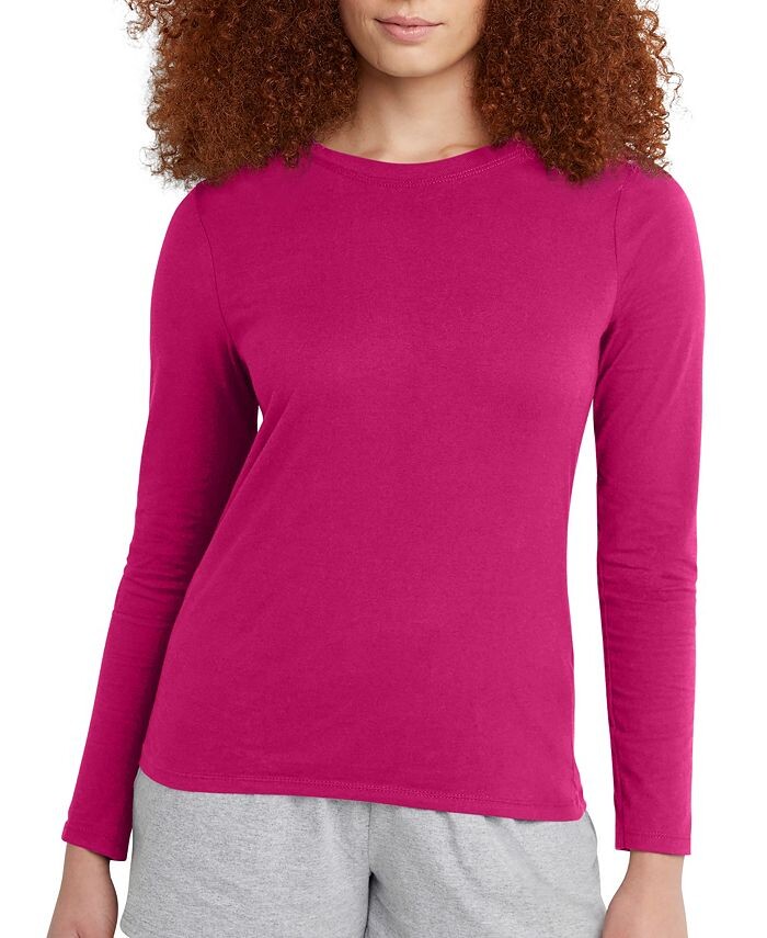 

Женская легкая футболка с длинным рукавом Hanes, цвет Sizzling Pink