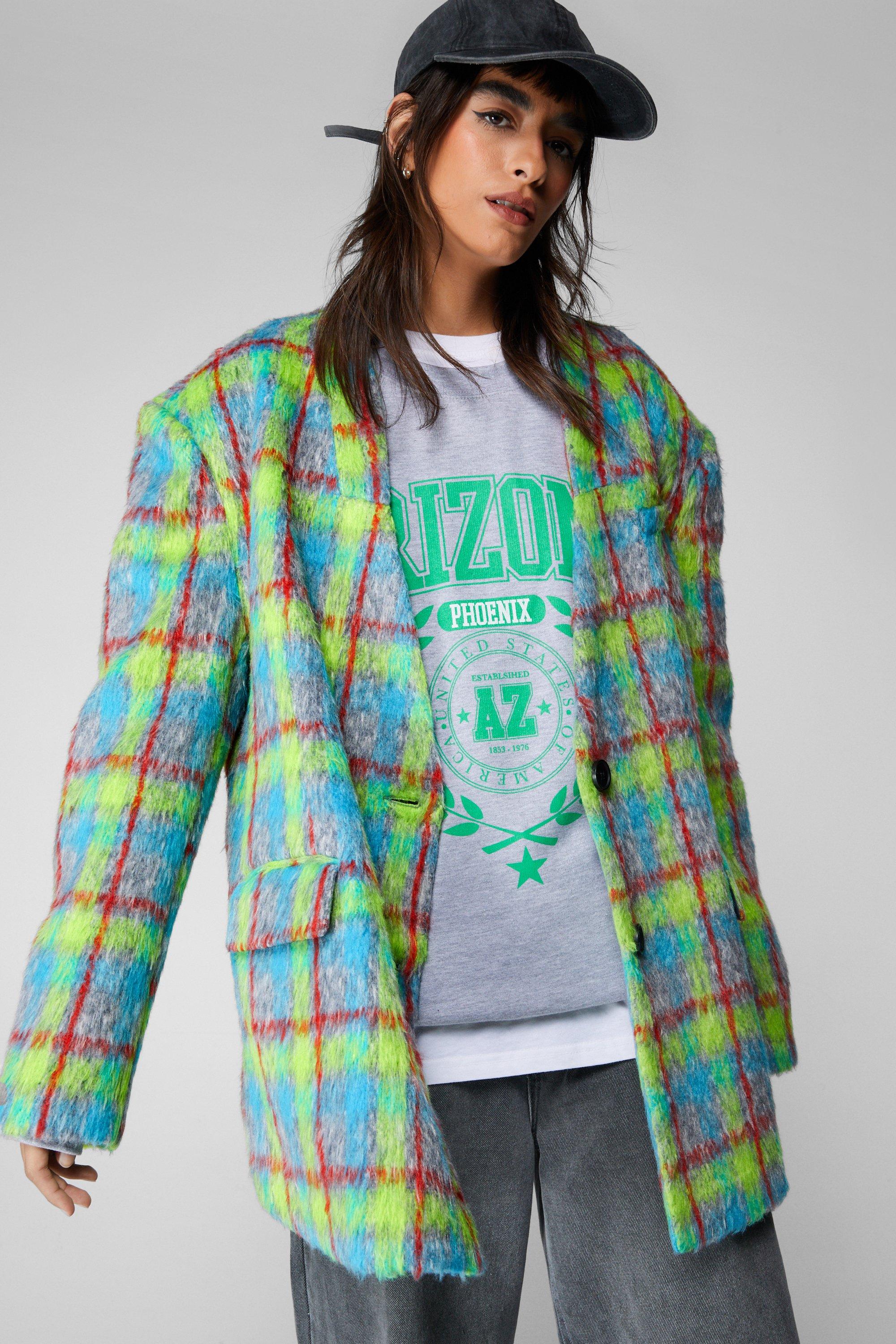 Классический пиджак в неоновую клетку премиум-класса Nasty Gal, цвет neon классический пиджак премиум класса с жемчужной отделкой nasty gal белый