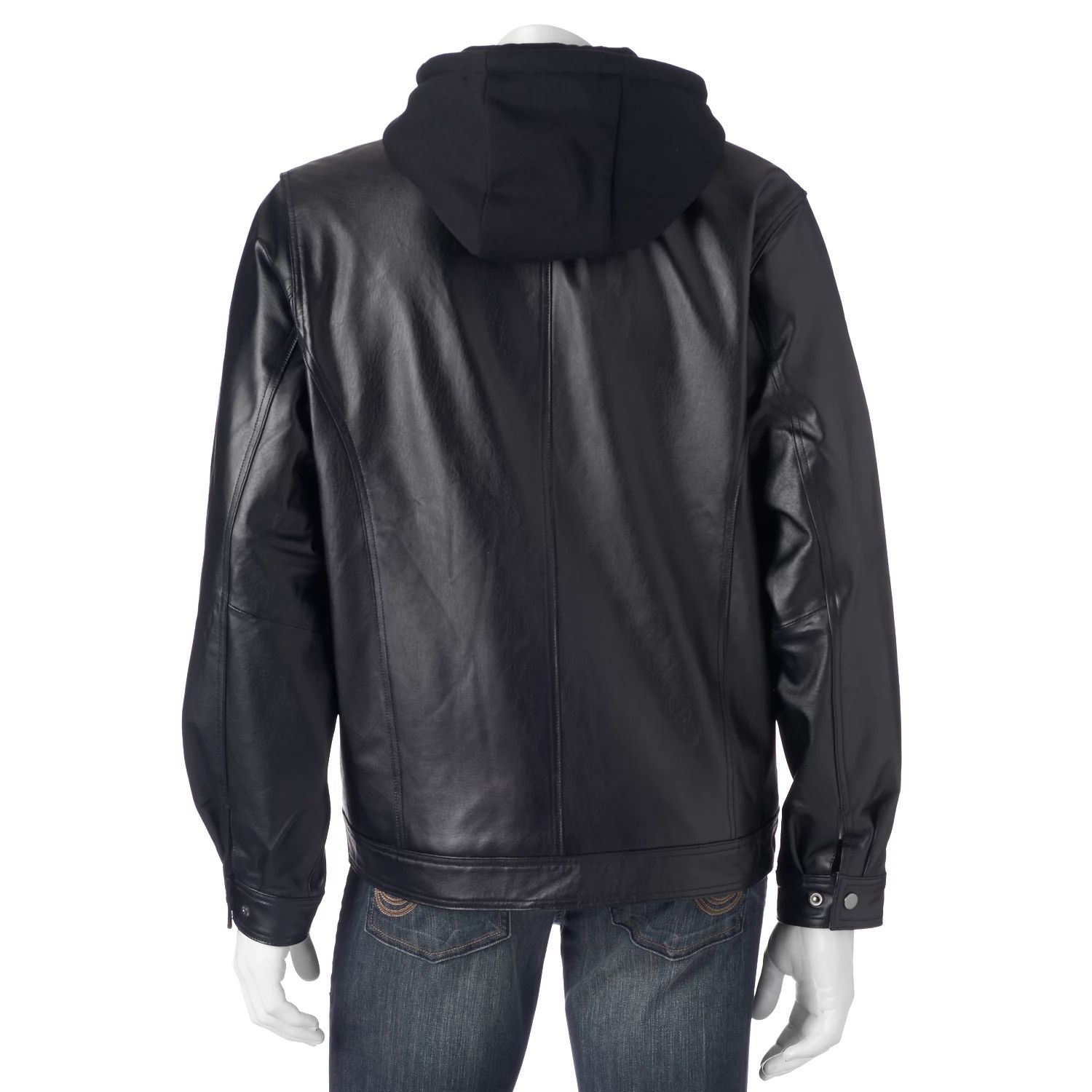 Мужская винтажная кожаная куртка с капюшоном Vintage Leather, черный