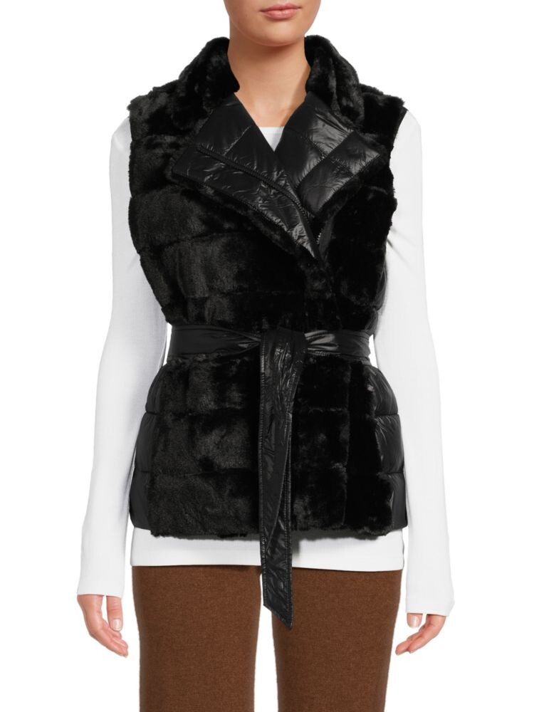 

Пуховик с поясом из искусственного меха Dkny, черный
