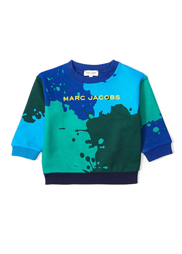 

Зелено-синяя толстовка для мальчика с принтом логотипа Marc Jacobs