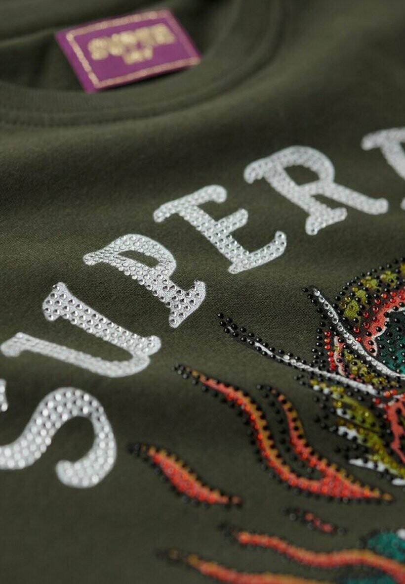 

Футболка с принтом Tattoo Rhinestone Superdry, хаки