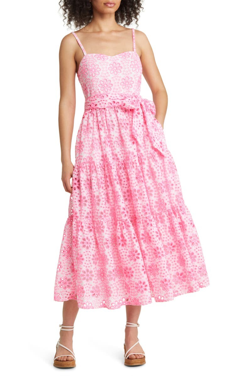 

Хлопковое платье с вышивкой Edith и расклешенными люверсами LILLY PULITZER